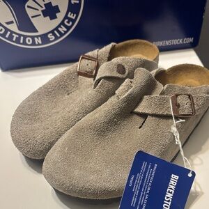 Birkenstock Taupe Suede Slip-Ons size 35 or kids 3-4